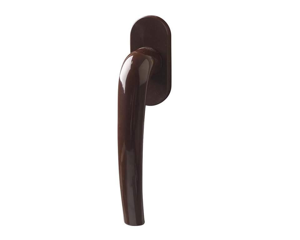 Ручка для окон из ПВХ FIRT Tango (Штифт=38 мм, 45°, алюминий, коричневый) - фото 1 - id-p120469072