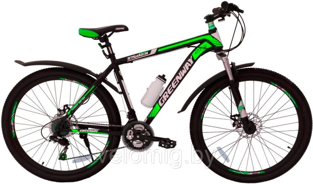 Велосипед Greenway 275M031 (черный/зелёный, 2020)