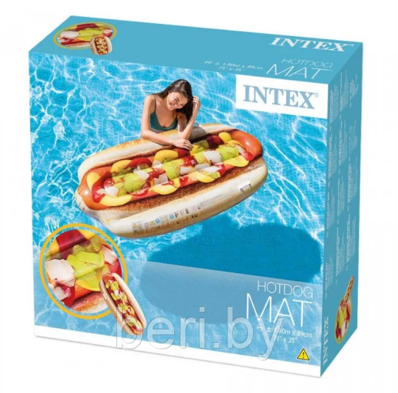 INTEX 58771 Надувной матрас, Хот дог 180х89 см, интекс, матрас для купания, плот надувной - фото 3 - id-p120498562