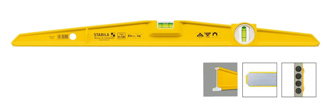 STABILA Уровень 02514 тип 81SM, 60см литой профиль (1верт., 1гориз., магнитный, 0,5мм/м) - фото 2 - id-p120428385