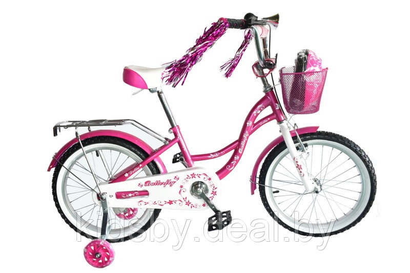 Детский велосипед Delta Butterfly 16 2020 (розовый) с передним ручным V-BRAKE тормозом, шлемом и мягкими - фото 2 - id-p31886738