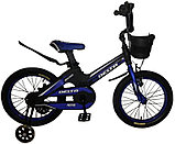 Детский велосипед Delta Prestige 18"+ шлем 2020 (черный/синий) матовой магниевой рамой и обычными спицованными, фото 4