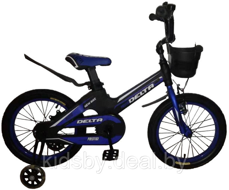 Детский велосипед Delta Prestige 18"+ шлем 2020 (черный/синий) матовой магниевой рамой и обычными спицованными - фото 4 - id-p120541138