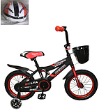 Детский велосипед Delta Sport 14 2020 (черный/красный) со шлемом, корзиной и светящимися полиуретановыми, фото 5