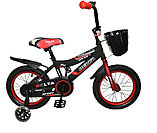 Детский велосипед Delta Sport 14 2020 (черный/красный) со шлемом, корзиной и светящимися полиуретановыми, фото 4