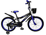 Детский велосипед Delta Sport 16 (черный/синий, 2019) с передним ручным V-BRAKE тормозом, шлемом, корзиной и, фото 2