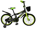 Детский велосипед Delta Sport 18 (черный/зеленый, 2019) с передним ручным V-BRAKE тормозом, шлемом, корзиной и, фото 4