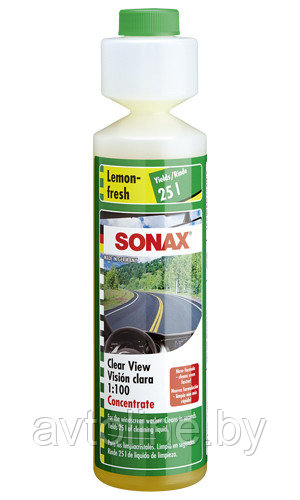 Жидкость стеклоомывателя летняя концентрат SONAX запах лимона, 250 мл