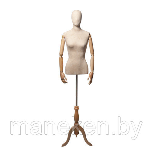 Манекен-Торс с деревянными руками, женский Originals 02 слоновая кость/светлое дерево - фото 1 - id-p120647255