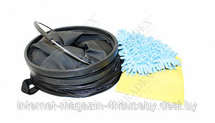 Набор для мытья машины переносной (ведро, рукавица из микрофибры и салфетка)