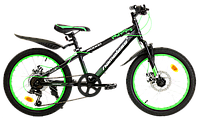 Подростковый велосипед Nameless J2000D 20" черно-зеленый