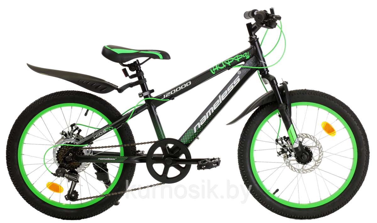 Подростковый велосипед Nameless J2000D 20" черно-зеленый - фото 1 - id-p120802154