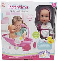 Кукла-пупс аналог baby born с ванночкой "Bathtime" Rong Long, арт. 8108