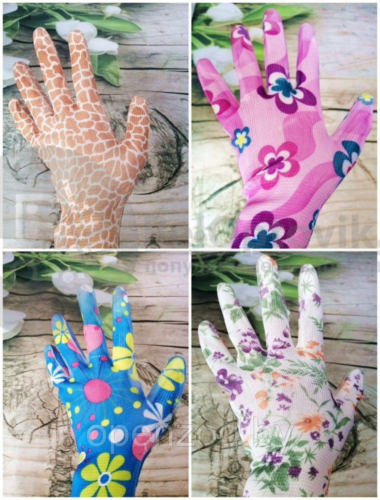 Перчатки нейлоновые тонкие, садовые, с полимерным покрытием ладони и пальцев Розовые - фото 2 - id-p120893107