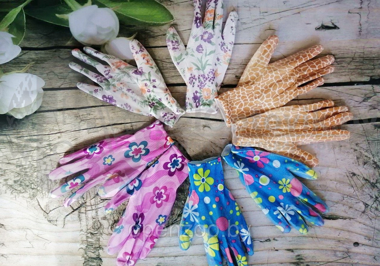 Перчатки нейлоновые тонкие, садовые, с полимерным покрытием ладони и пальцев Розовые - фото 3 - id-p120893107
