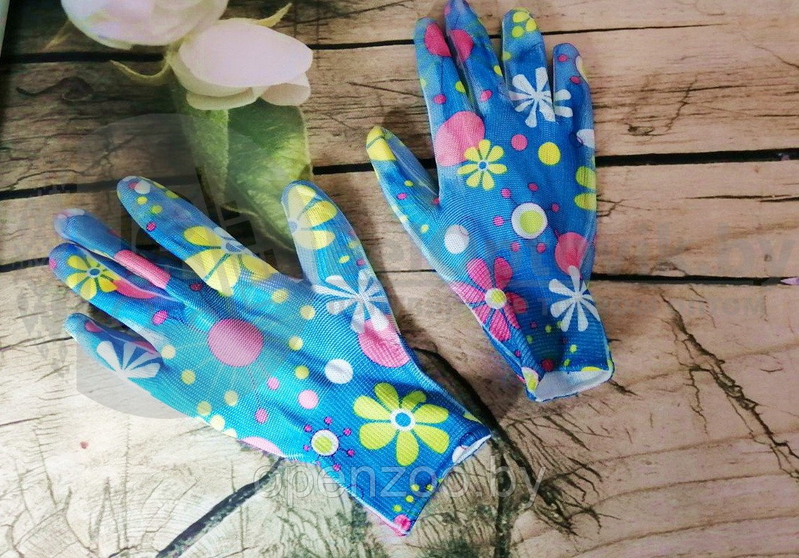 Перчатки нейлоновые тонкие, садовые, с полимерным покрытием ладони и пальцев Розовые - фото 7 - id-p120893107