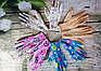 Перчатки нейлоновые тонкие, садовые, с полимерным покрытием ладони и пальцев Белые с лиловым, фото 3