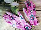 Перчатки нейлоновые тонкие, садовые, с полимерным покрытием ладони и пальцев Белые с лиловым, фото 6