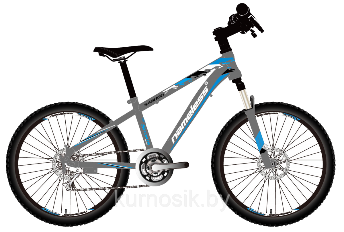 Велосипед подростковый Nameless S4300D 24" серо-синий
