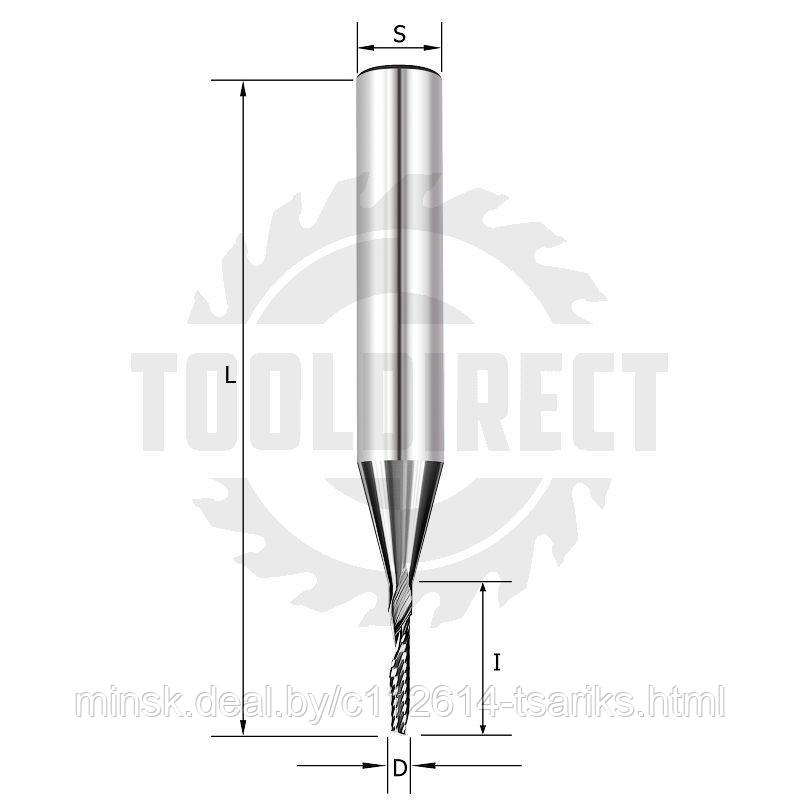 Фреза спиральная Z1 одназаходная (верхний рез) D=3x17x60 S=8 Tideway - фото 8 - id-p112213360