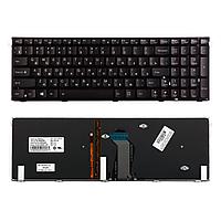 Клавиатура для ноутбука Lenovo Y500, Y500N Series. Плоский Enter. Черная с рамкой. С подсветкой. PN: T4B9-US,