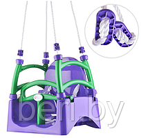 Качели Долони 0152/5 детские подвесные пластиковые с высокой спинкой 3 в 1 Doloni, фиолетовые