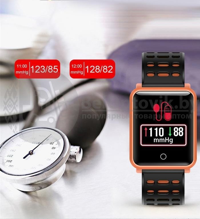 Смарт-часы Smart Watch N88 IP68 с функцией измерения давления Белые - фото 4 - id-p121010726
