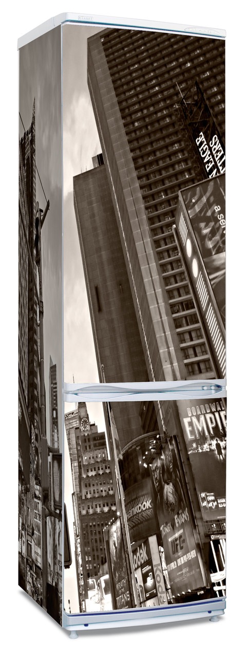 Наклейка на холодильник черно-белая с изображением улицы Нью-Йорка - фото 1 - id-p7644208