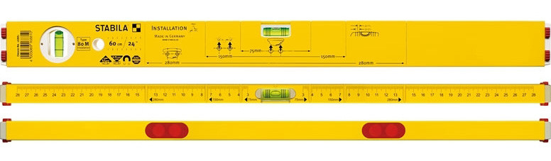 STABILA Уровень 16882 тип 80M, 100см (1верт., 1гориз., точн. 0,5мм/м) для сантехника - фото 2 - id-p120428411