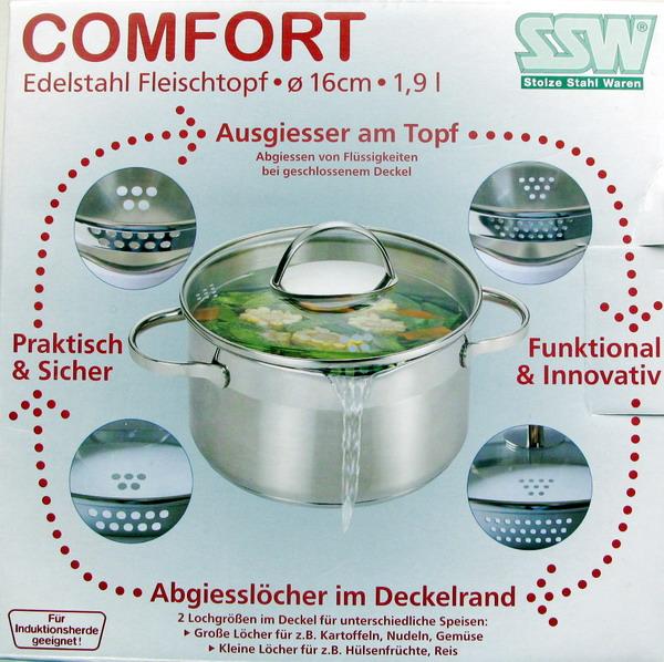 Кастрюля с носиком и перфорированной крышкой Comfort 1 л., Германия - фото 3 - id-p121051868