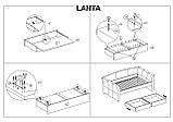 Кровать Signal LANTA (серый) 90/200, фото 3