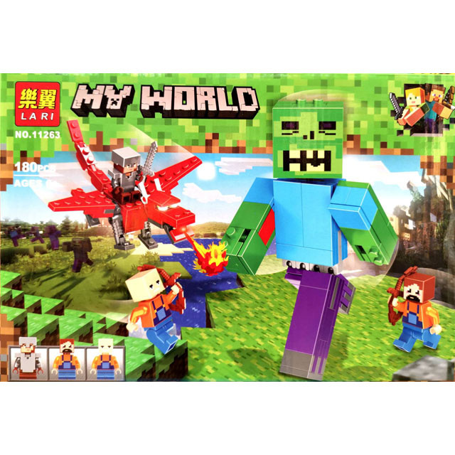 Конструктор Lari My World 11263 Зомби и красный дракон (аналог Lego Minecraft) 180 деталей - фото 3 - id-p121085023