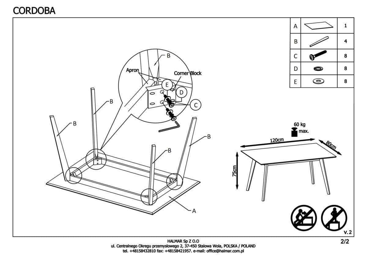 Комплект столовой мебели Halmar CORDOBA (стол + 4 стула) дуб - фото 3 - id-p91419367