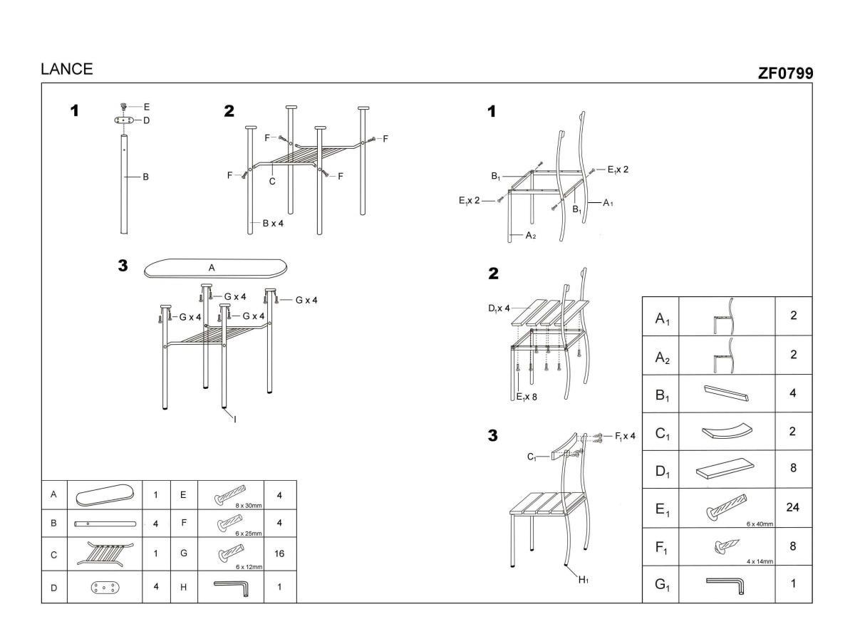 Комплект столовой мебели Halmar LANCE стол + 2 стула (белый) - фото 1 - id-p91419371