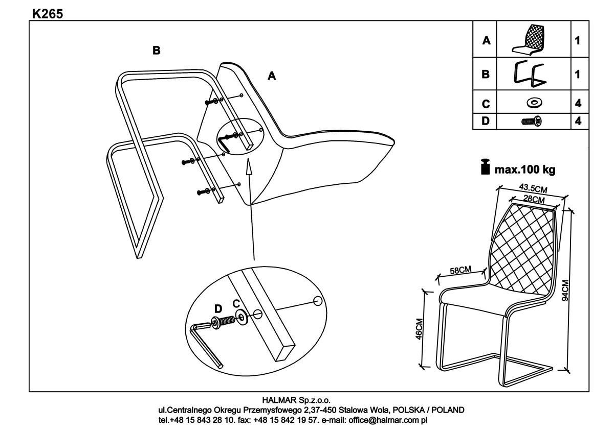 Стул кухонный Halmar K265 (коричневый/дуб медовый) - фото 3 - id-p91421167