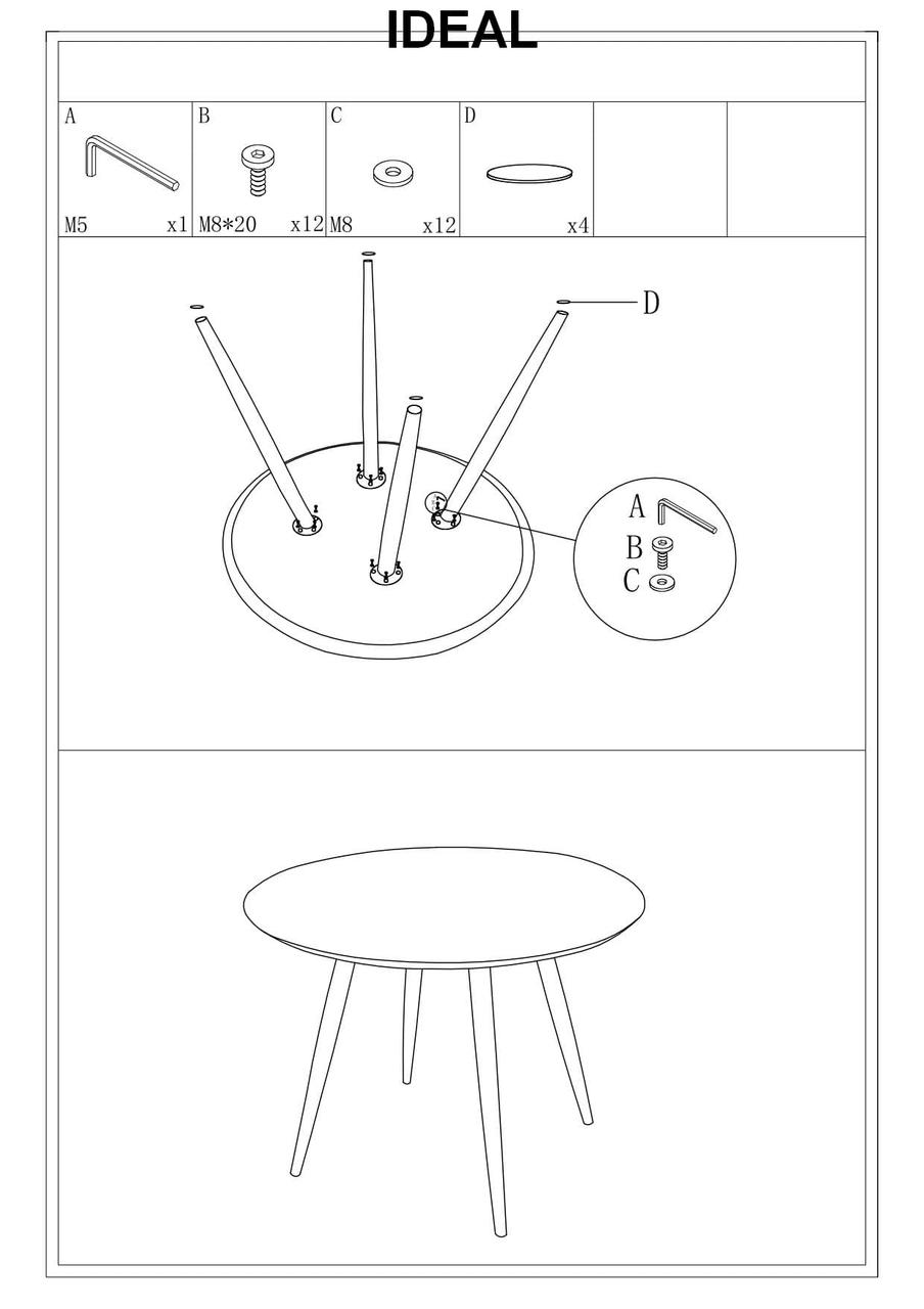 Стол обеденный Signal IDEAL (керамический эффект/черный мат) - фото 3 - id-p102788749