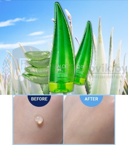 Универсальный гель с 99 содержанием экстракта сока алоэ вера ALOE 99 HOLIKA HOLIKA, 55ml Original Korea - фото 2 - id-p121180628