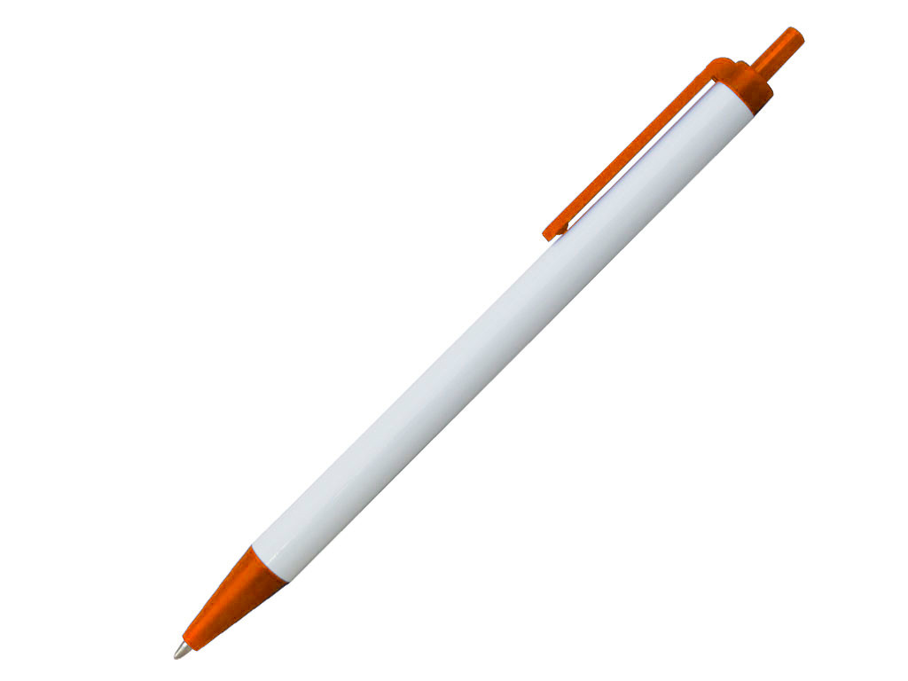 Ручка шариковая, пластик,  белый/оранжевый