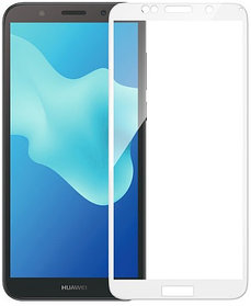 Защитное стекло для Huawei Y5 Prime (2018) с полной проклейкой (Full Screen), белое