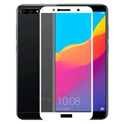 Защитное стекло для Huawei Y6 Prime (2018) с полной проклейкой (Full Screen), белое, фото 2