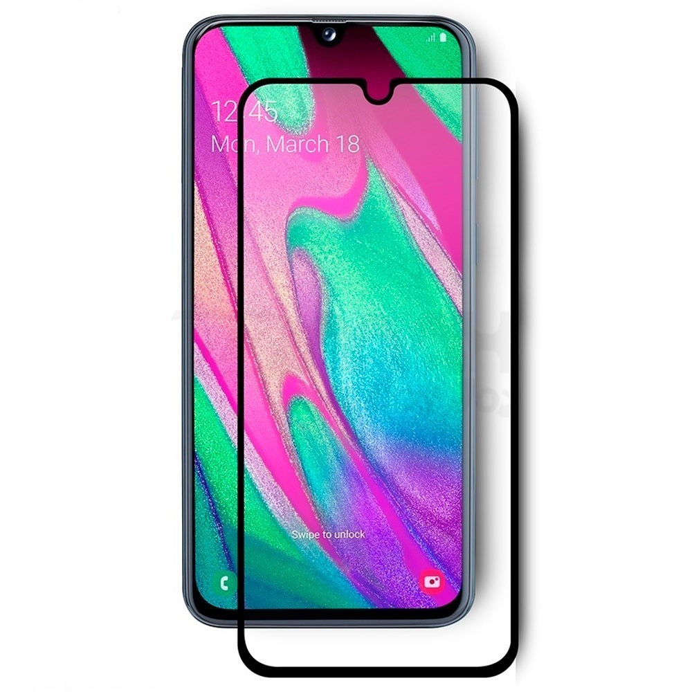 Защитное стекло для Samsung Galaxy A40 с полной проклейкой (Full Screen), черное - фото 1 - id-p121194065