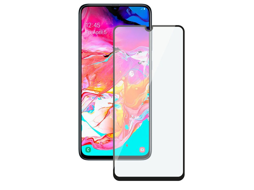 Защитное стекло для Samsung Galaxy A70 с полной проклейкой (Full Screen), черное