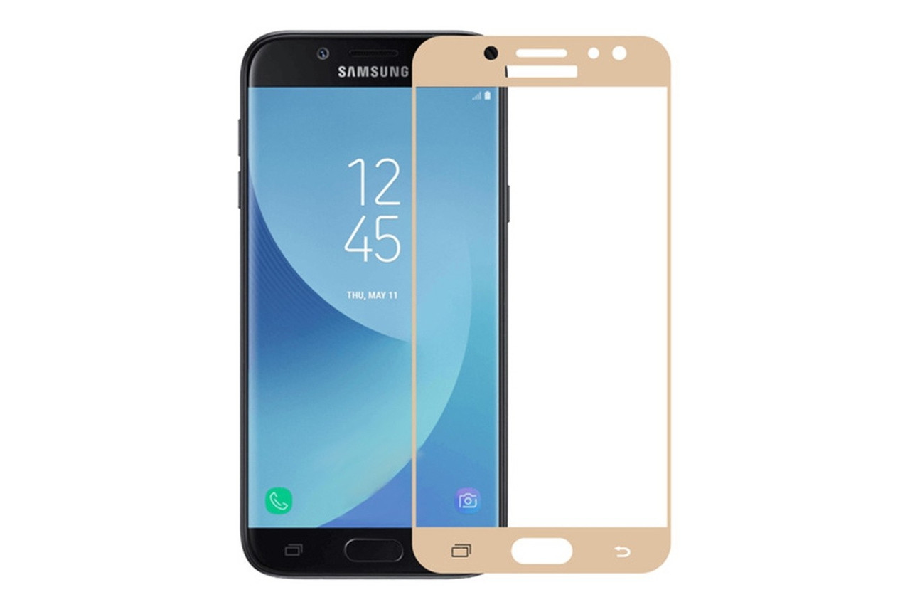 Защитное стекло для Samsung Galaxy J5 2017 (J530F) с полной проклейкой (Full Screen), золотое