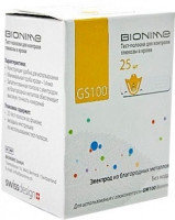Тест-полоски на глюкозу GS 100 № 25 шт. к глюкометру Bionime GM 100, фото 1