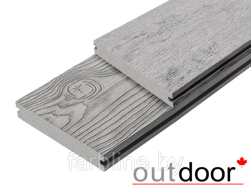 Террасная доска ДПК Outdoor 3D 140*25*3000 мм. полнотелая STORM/OCEAN GREY серая