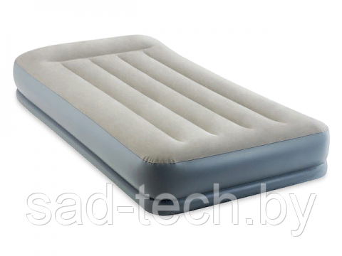 Надувная кровать с подголовником Twin Mid-Rise, 99х191х30 см, встроенный электрич. насос, INTEX - фото 1 - id-p121215321