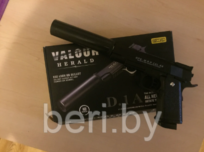 D.1A Пистолет детский пневматический металлический с глушителем - фото 3 - id-p121215607
