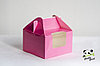 Коробка Сумка с прозрачным окном 160х160х100 розовая