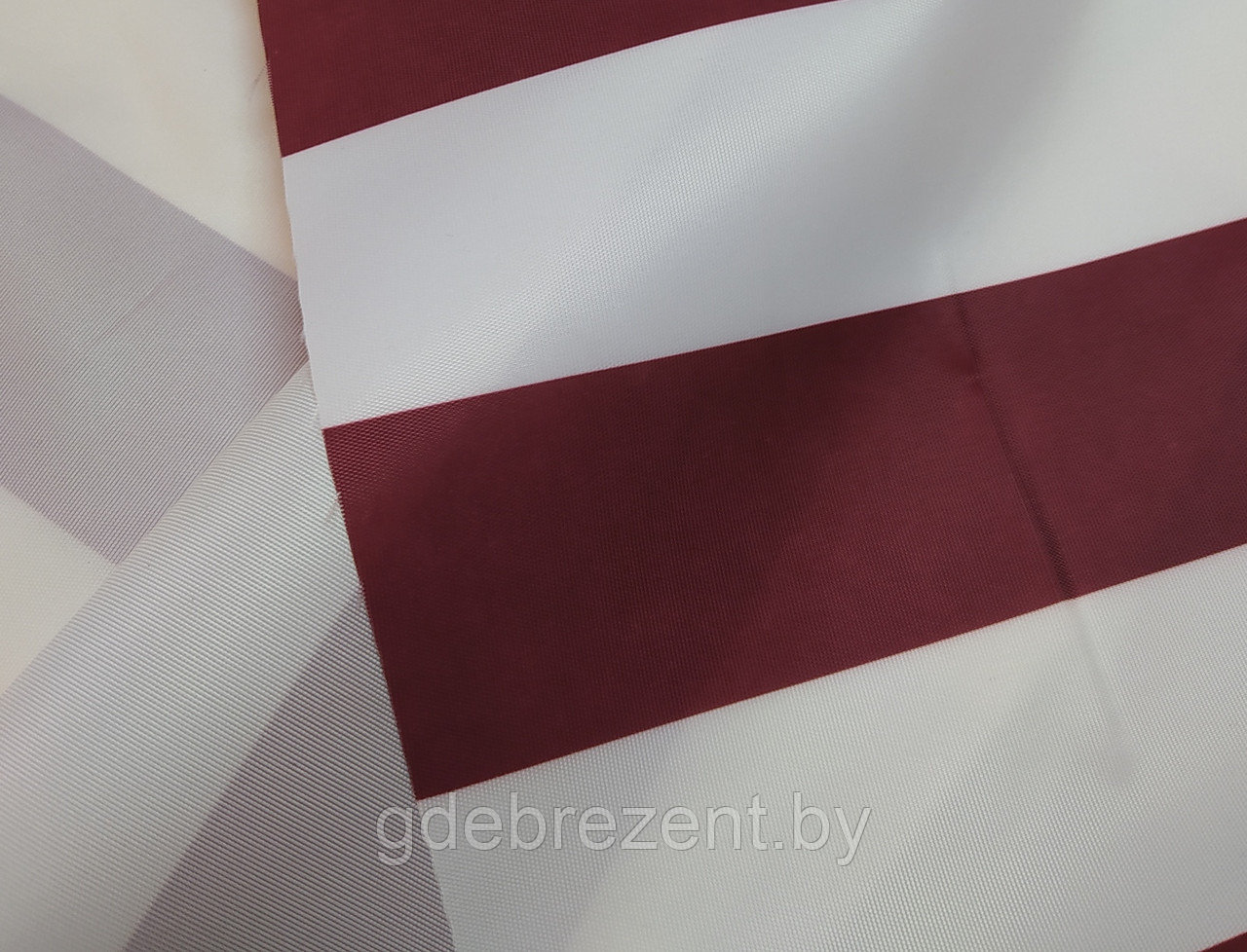Ткань Оксфорд 240d - полоса (бел/бордо)