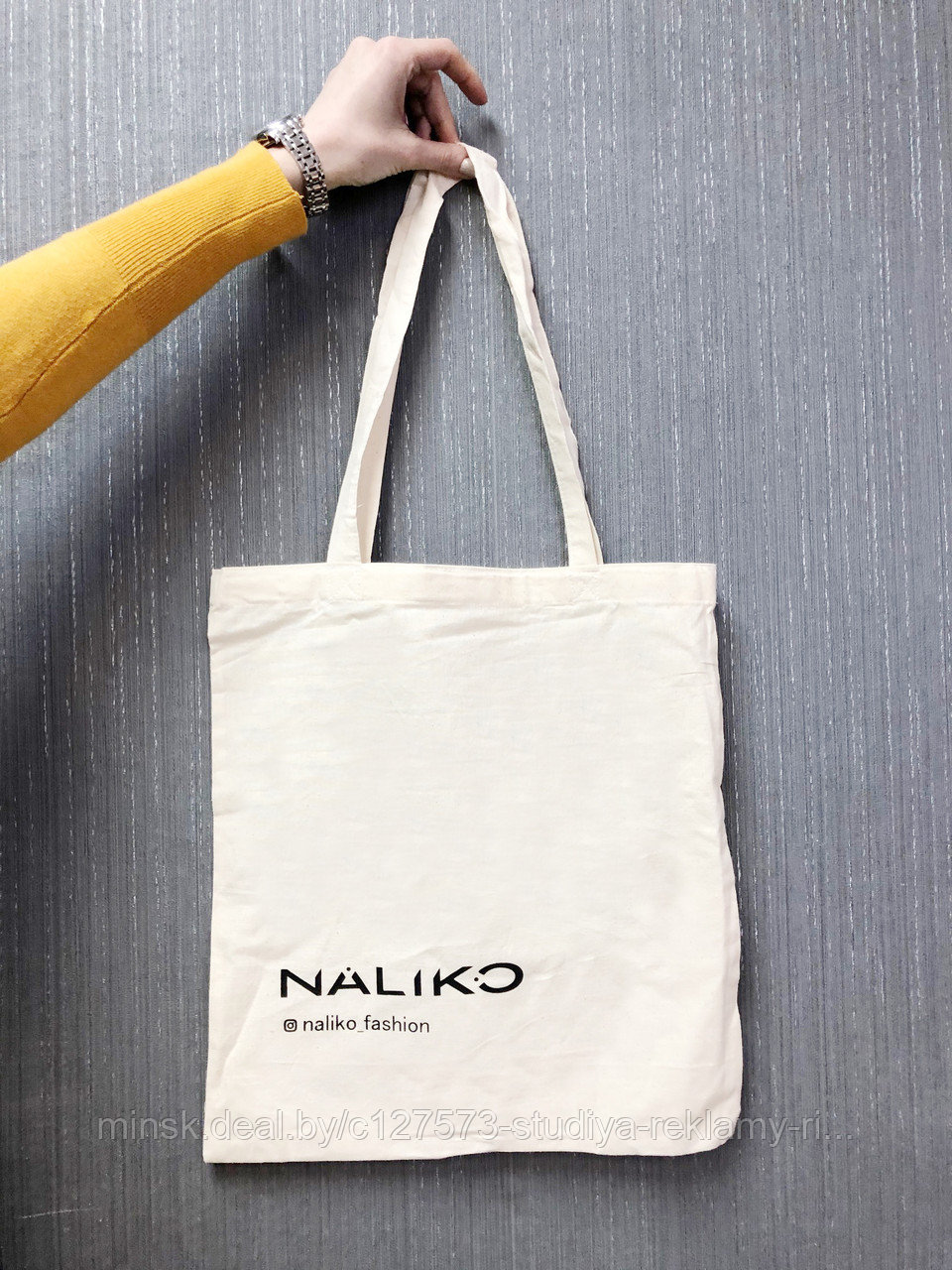 Тканевая сумка, шоппер с печатью логотипа, сумка женская (хлопок 100%), 38*42см - фото 4 - id-p121281631